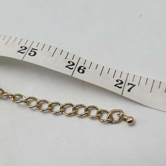 Gold Tone Hammered Link Chain Necklace With Adjustable Clasp 27 in - Picture 6 of 6